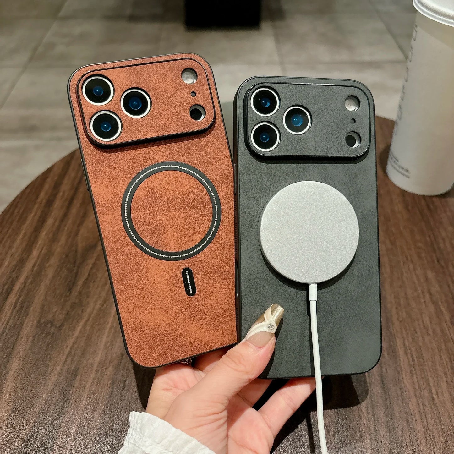 Magnetic Leather iPhone Case - All-Round Camera Protection