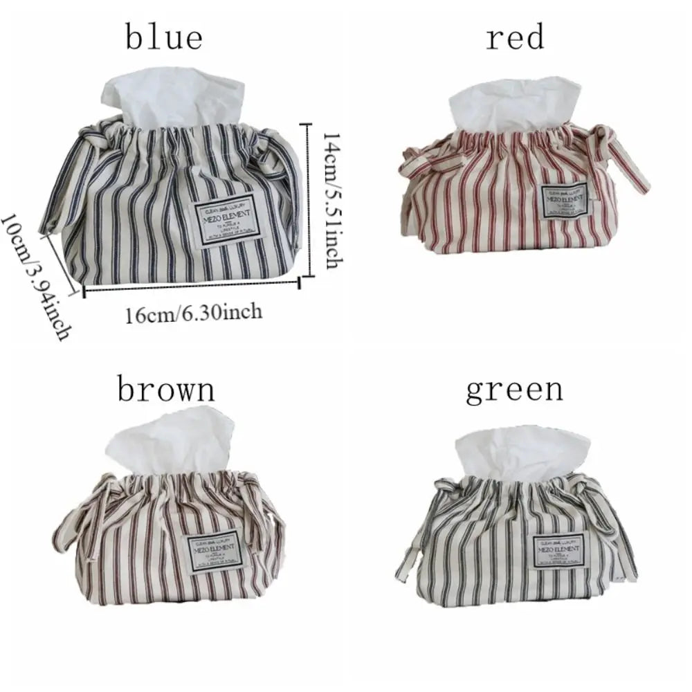 Cotton Drawstring Tissue Bag - Korean Style Storage