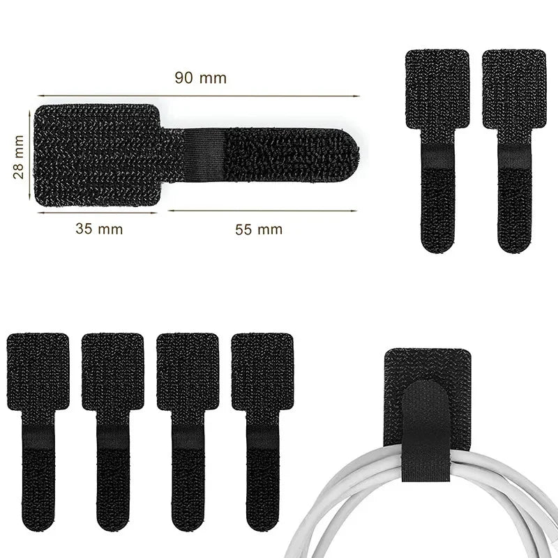 Attaches de rangement de câbles - Attaches en nylon amovibles pour la gestion des câbles