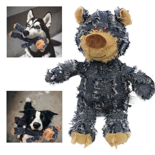 Pet Teddy Bear Sound Toy - Interactive Plush Dog Toy - Bascora