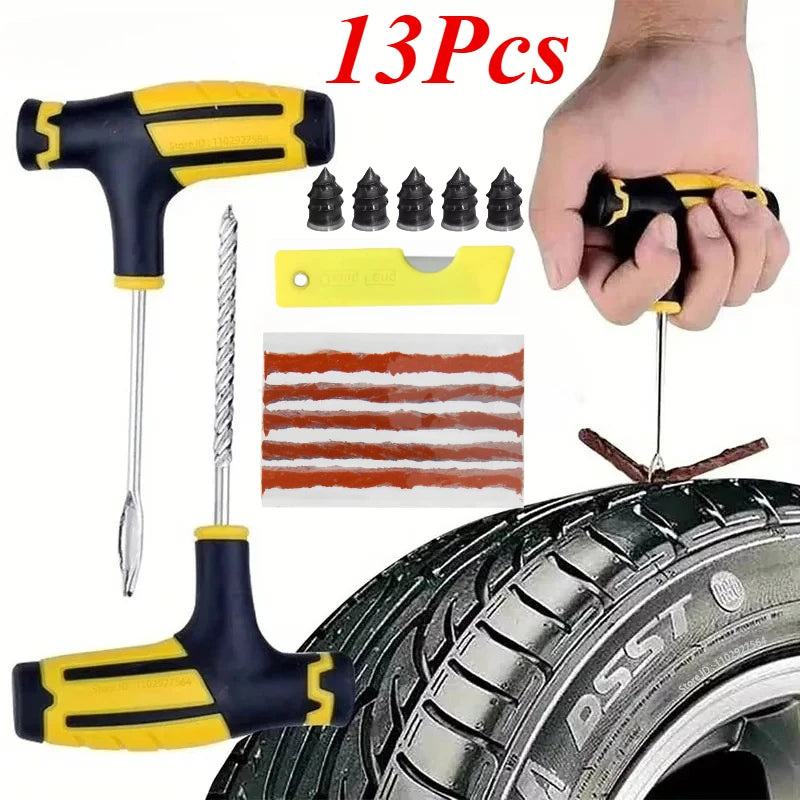 Car Tire Repair Kit - Tubeless Puncture Plug Tool Set