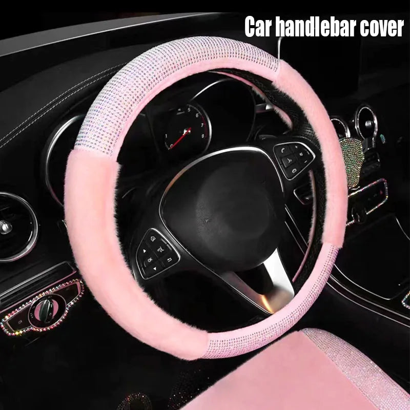 Crystal Diamond Car Seat Covers - Pink Plush Set