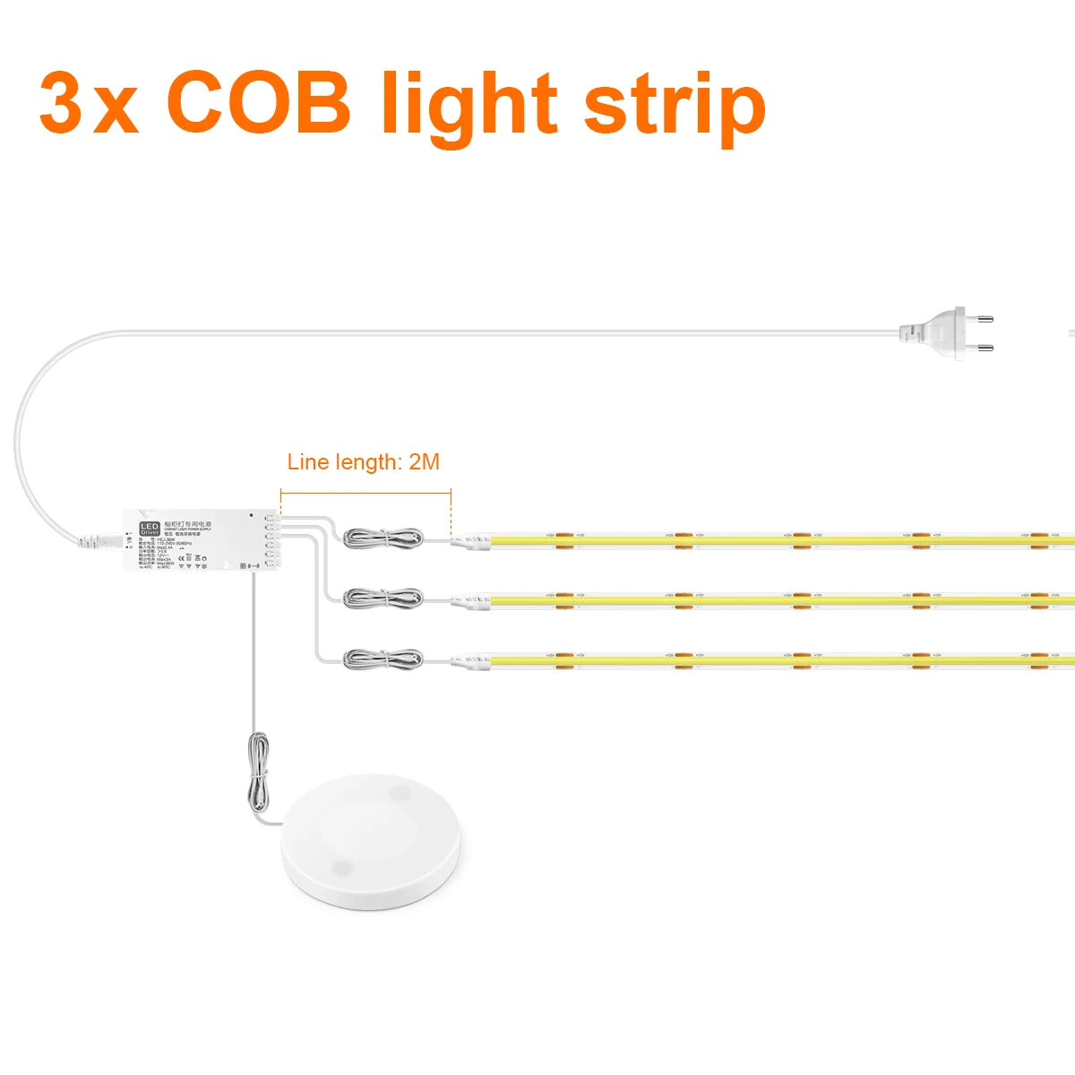 Under Cabinet COB LED Strip - Dimmable Touch Sensor Light
