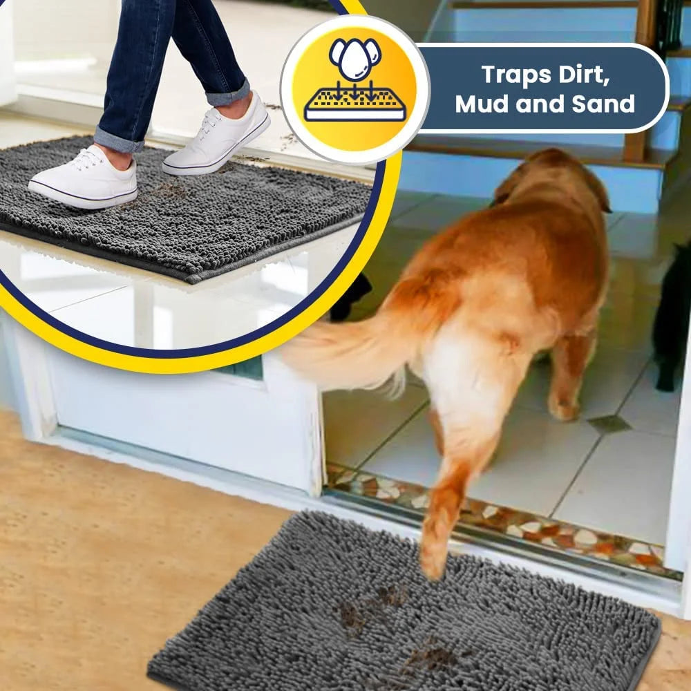 Plush Microfiber Bathroom Carpet - Machine Washable Chenille Mat