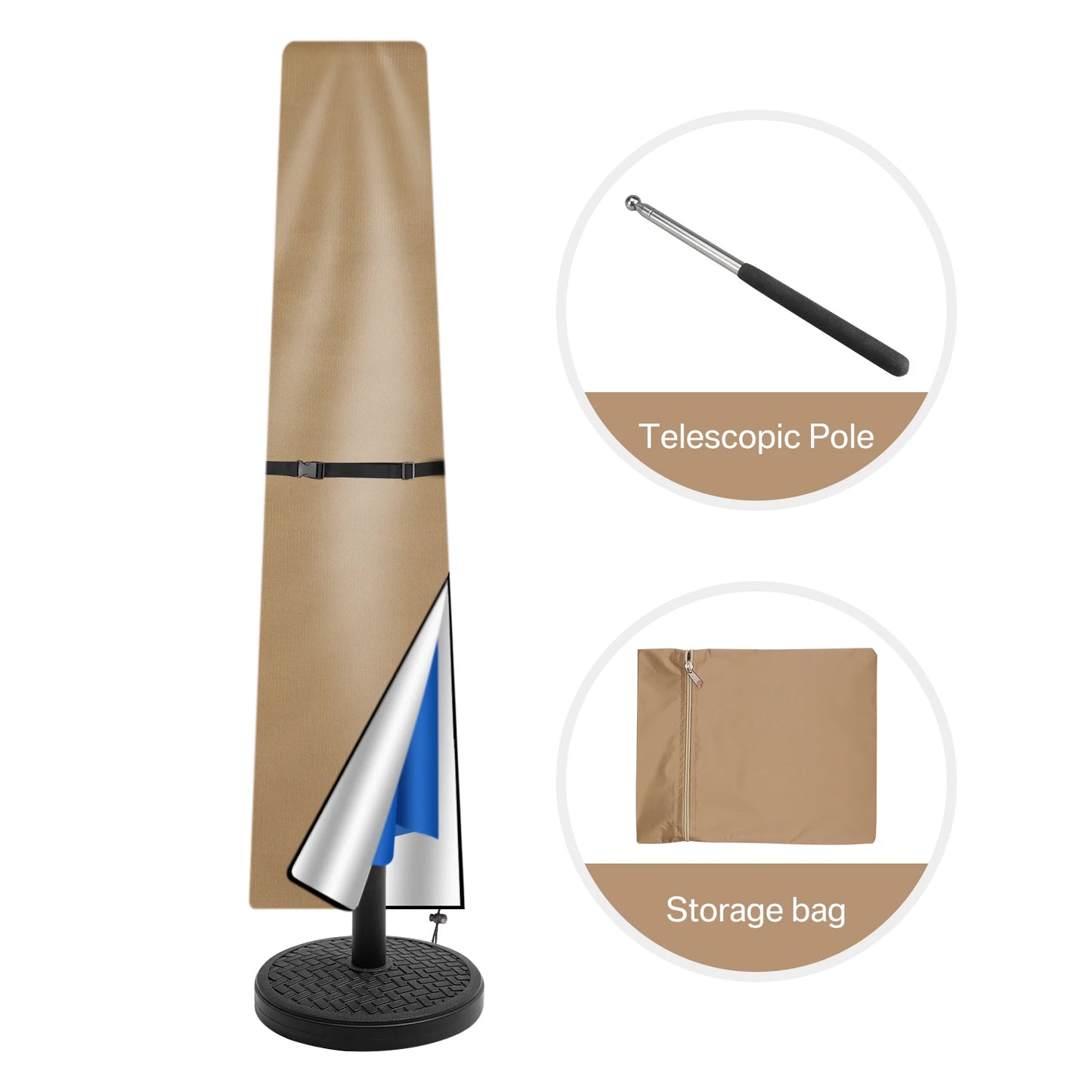 Waterproof Parasol Cover 210D - Garden Umbrella Protection with Zip