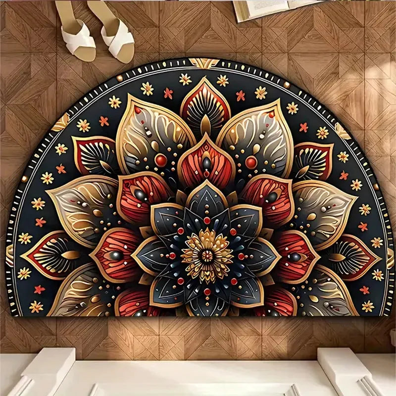 Crystal Velvet Boho Half Round Carpet - Non-Slip Door Rug