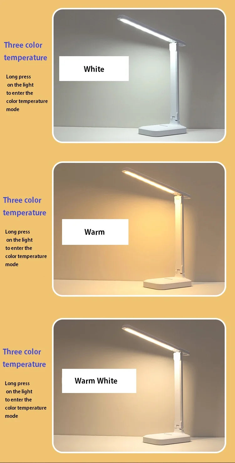 LED Table Lamp - USB Rechargeable Dimmable Desk Light