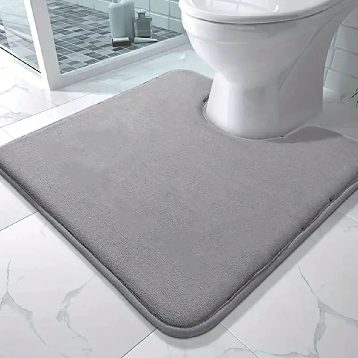 Plush Microfiber Bathroom Carpet - Machine Washable Chenille Mat