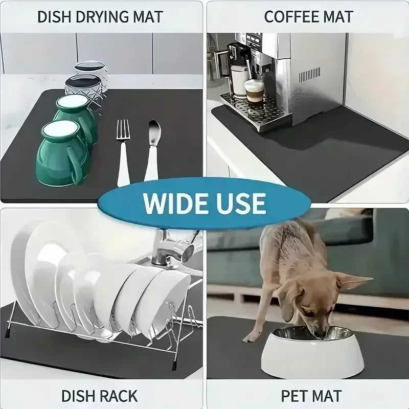Diatomaceous Earth Kitchen Placemat - Premium Absorbent Drying Pad