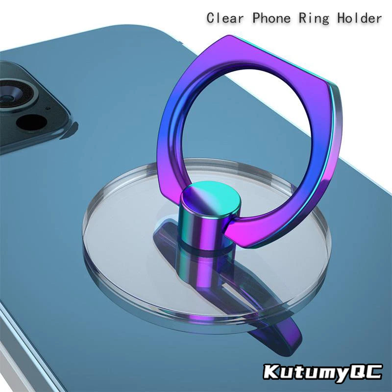 Soporte de anillo para teléfono móvil con rotación de 360 grados, transparente