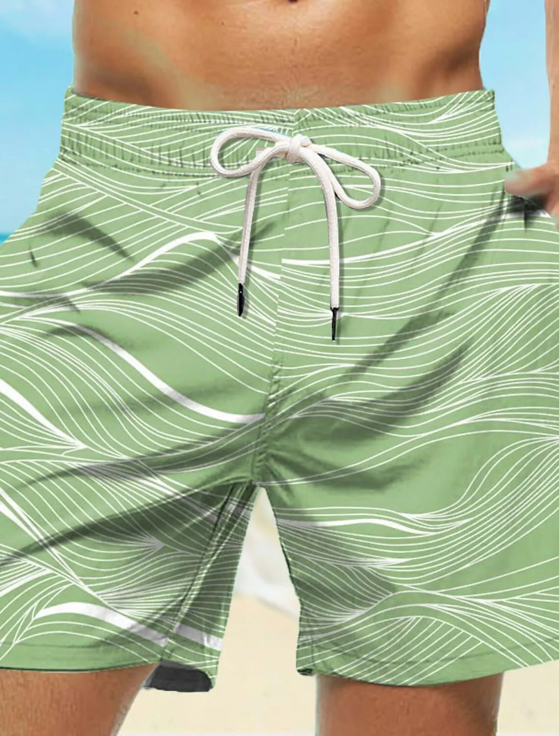 Short de bain hawaïen à motif vague pour homme, séchage rapide