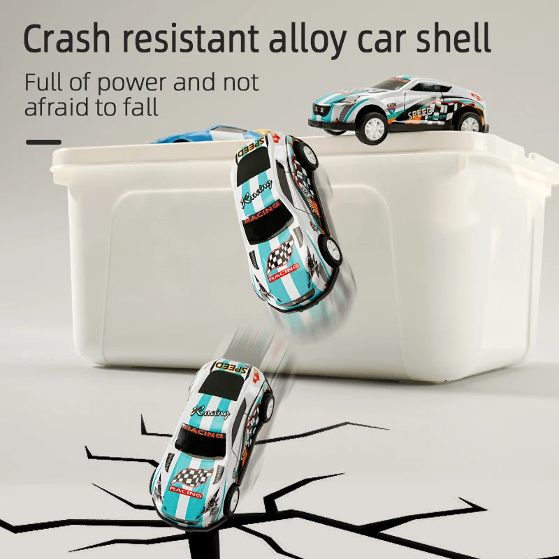 Toy cars with crash-resistant alloy shell on a white background
