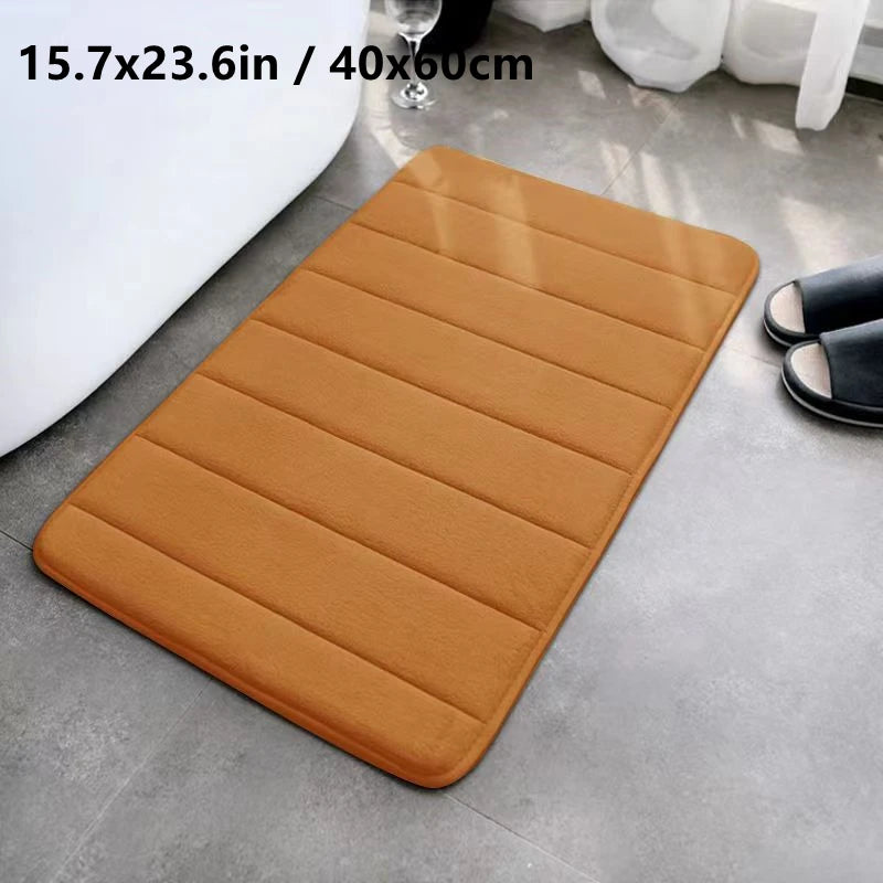 Striped Flannel Bathroom Mat - Furry Non-Slip Floor Mat