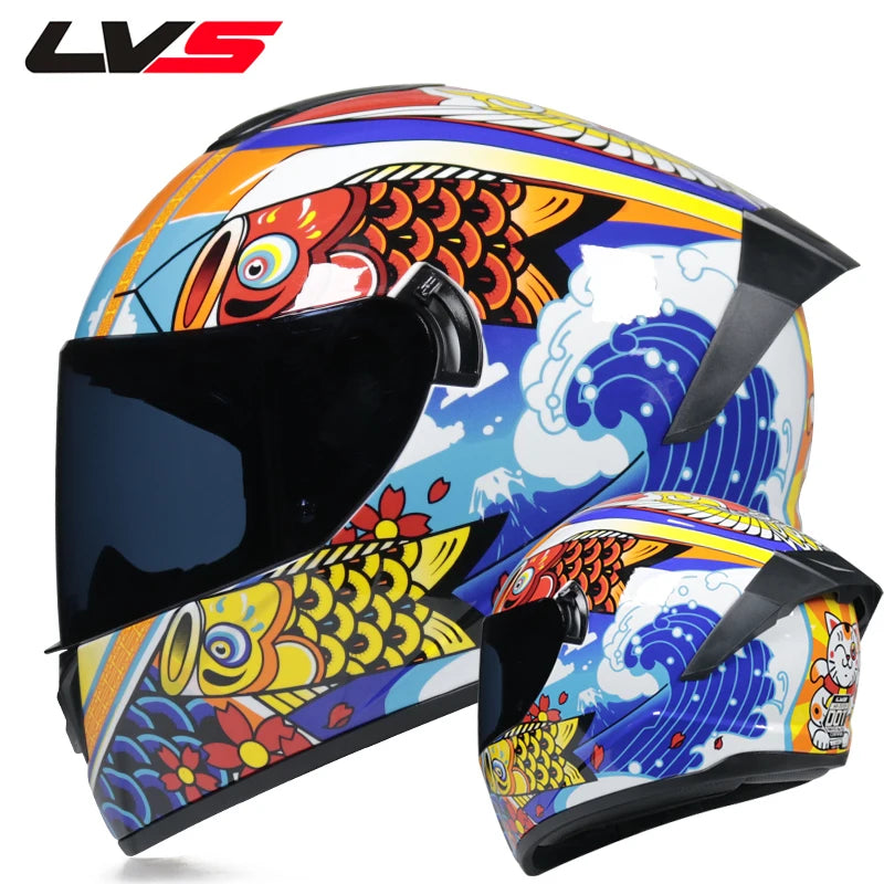 Full Face Racing Motorcycle Helmet - Winter Warm Double Visor