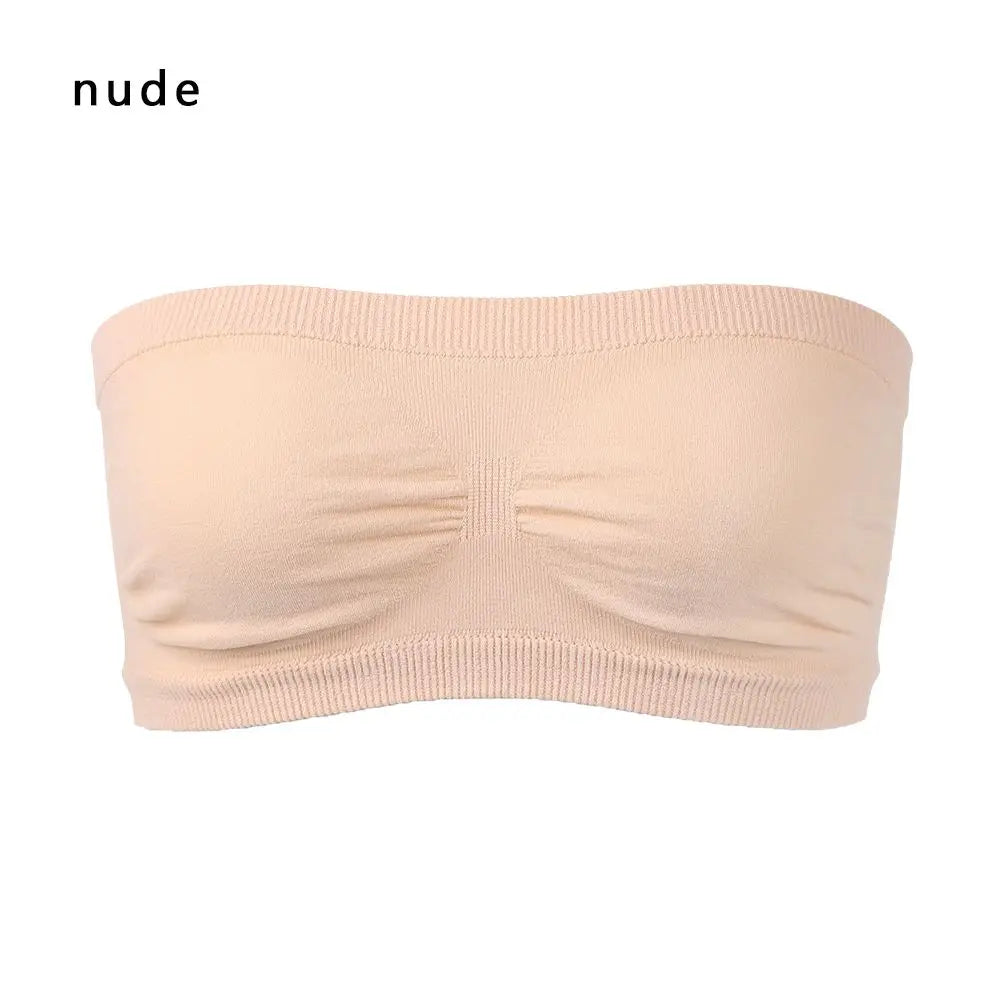 Women's High Elastic Sports Bra - Seamless Strapless Tube Top