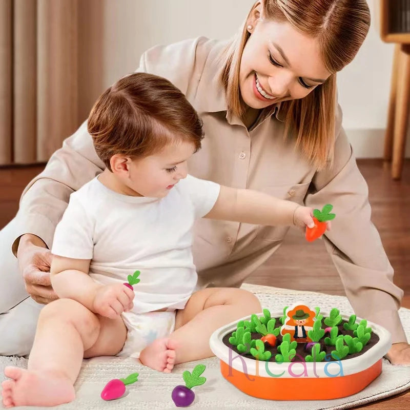 Montessori Pull Carrot Toy - Colorful Shape Counting Set