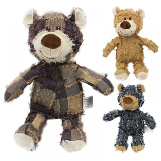 Pet Teddy Bear Sound Toy - Interactive Plush Dog Toy - Bascora