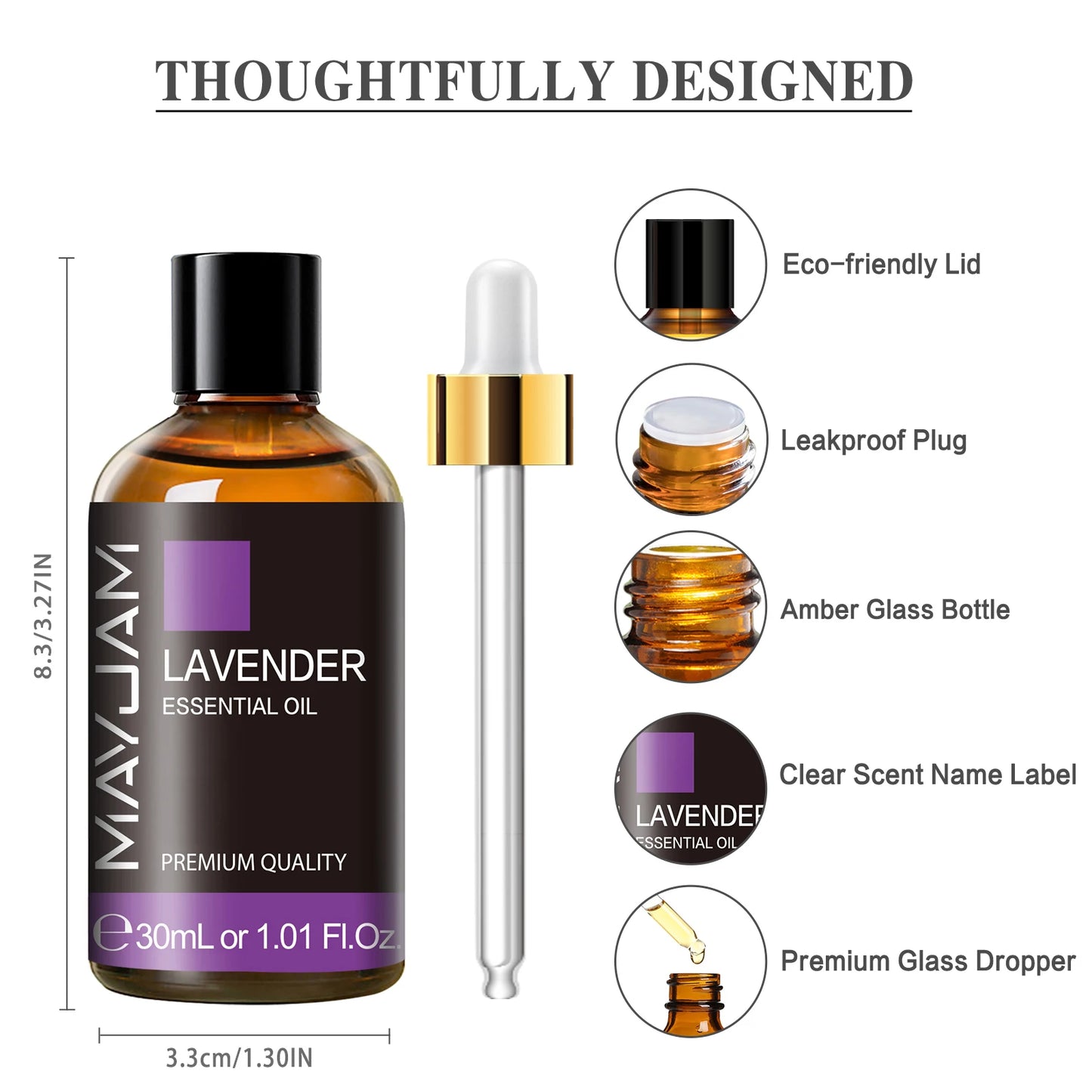 30ML Aromatherapy Essential Oil Set - Lavender, Vanilla, Jasmine & More