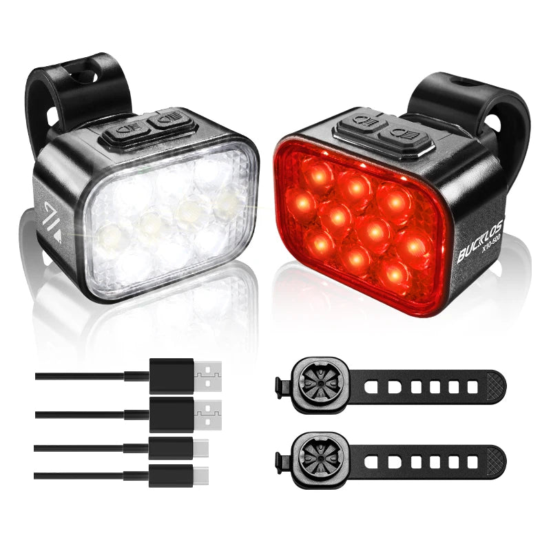 Bicycle Rear Light Front Light Set - USB Rechargeable LED COB