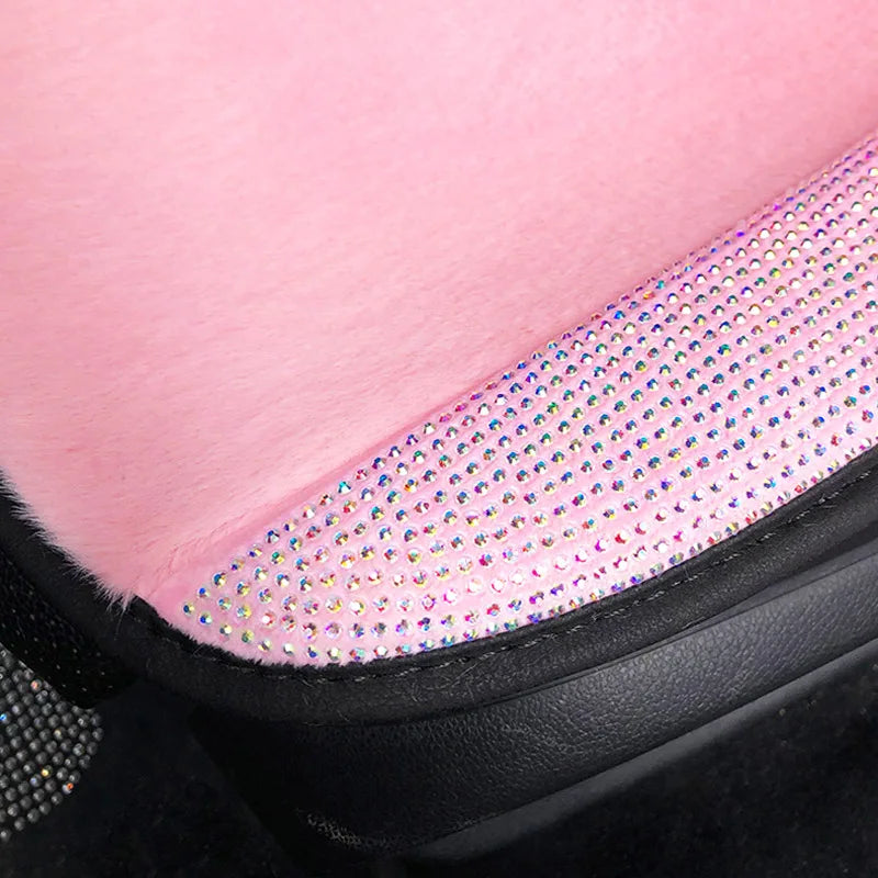Crystal Diamond Car Seat Covers - Pink Plush Set