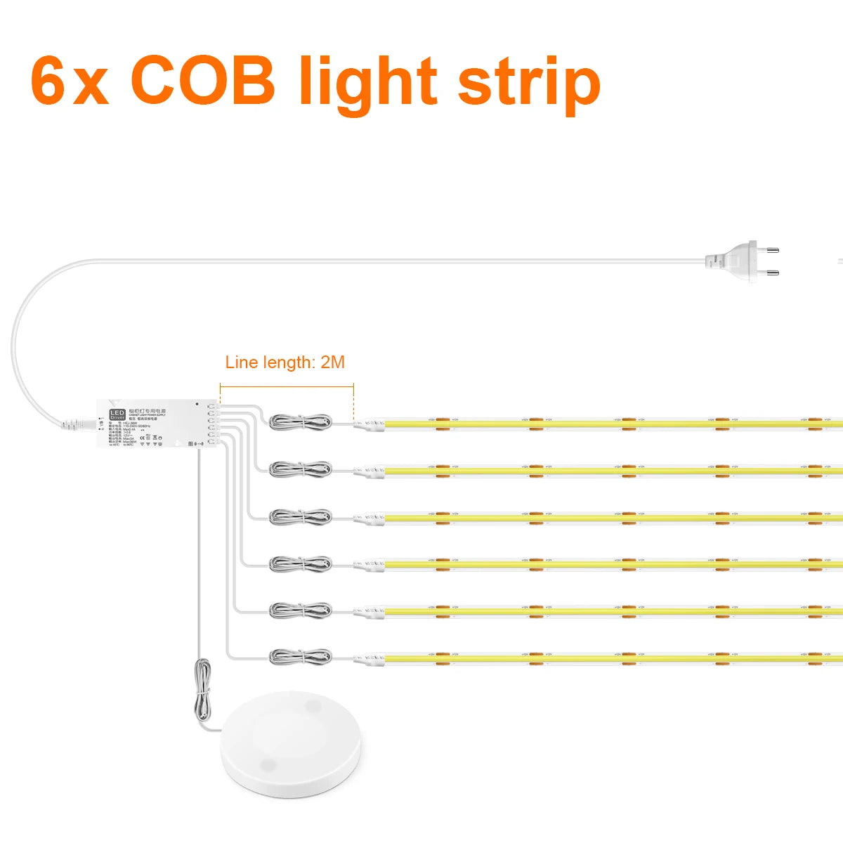 Under Cabinet COB LED Strip - Dimmable Touch Sensor Light
