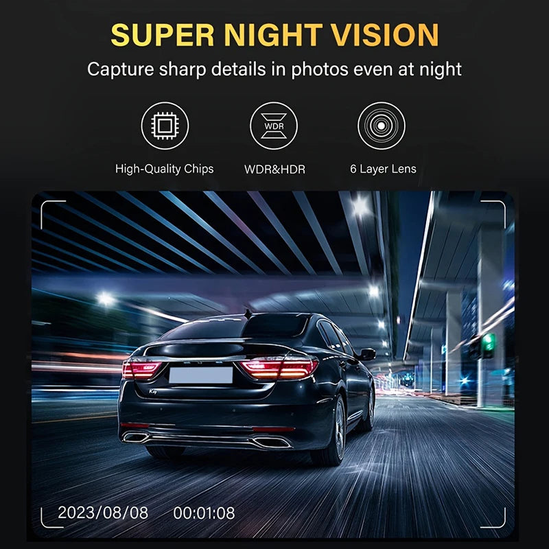 3 Channel Dash Cam for Cars - 1080P Video Recorder
