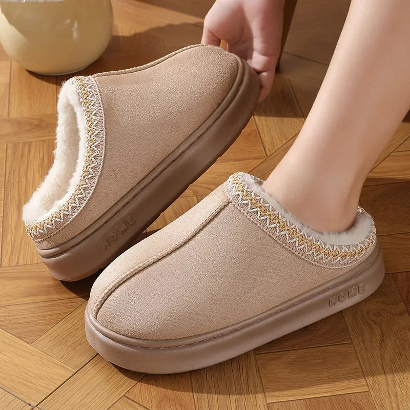 Cozy Fluffy Platform Slippers - Warm Indoor Unisex Shoes