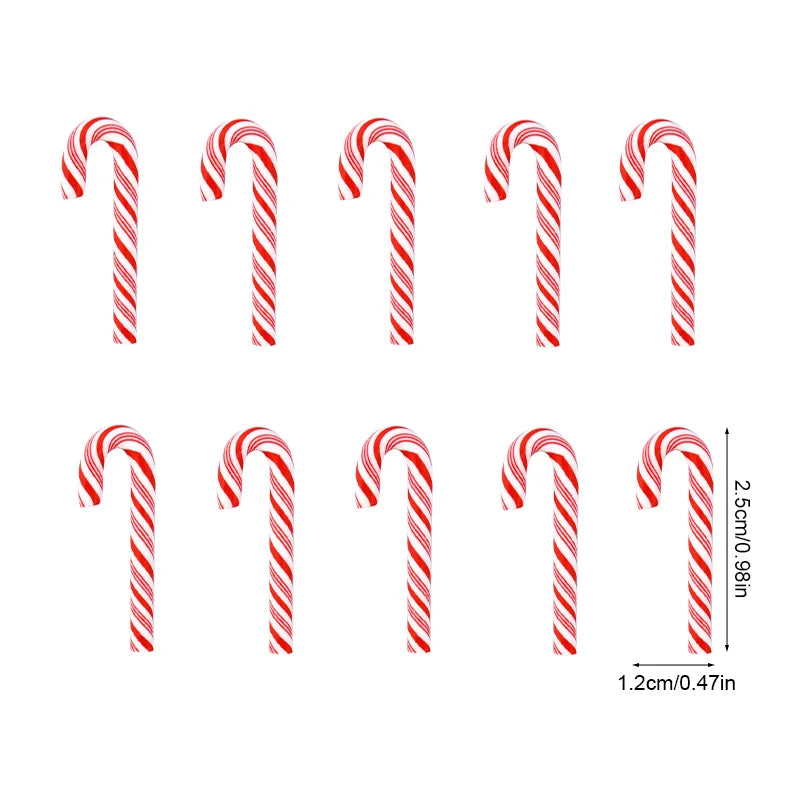 Mini Candy Cane Christmas Decoration - Red White Resin DIY Crafts