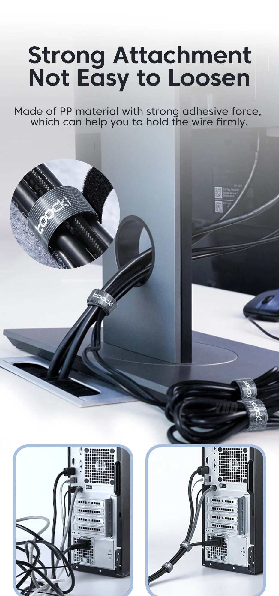 Organizador de cables - Protector de cables USB y cinta de gestión