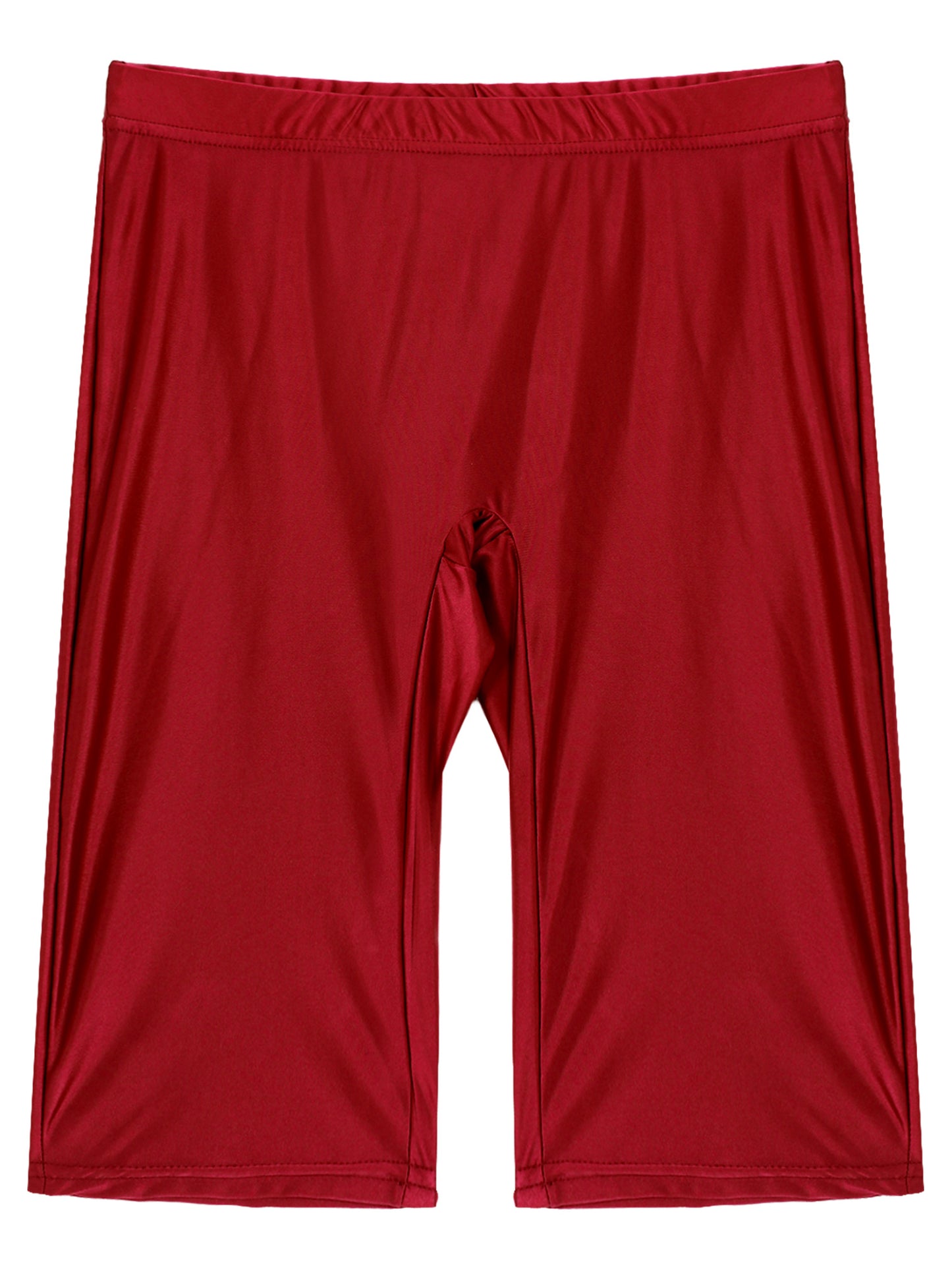 Women's High Waist Swim Shorts - Glossy Athletic Leggings Swimwear