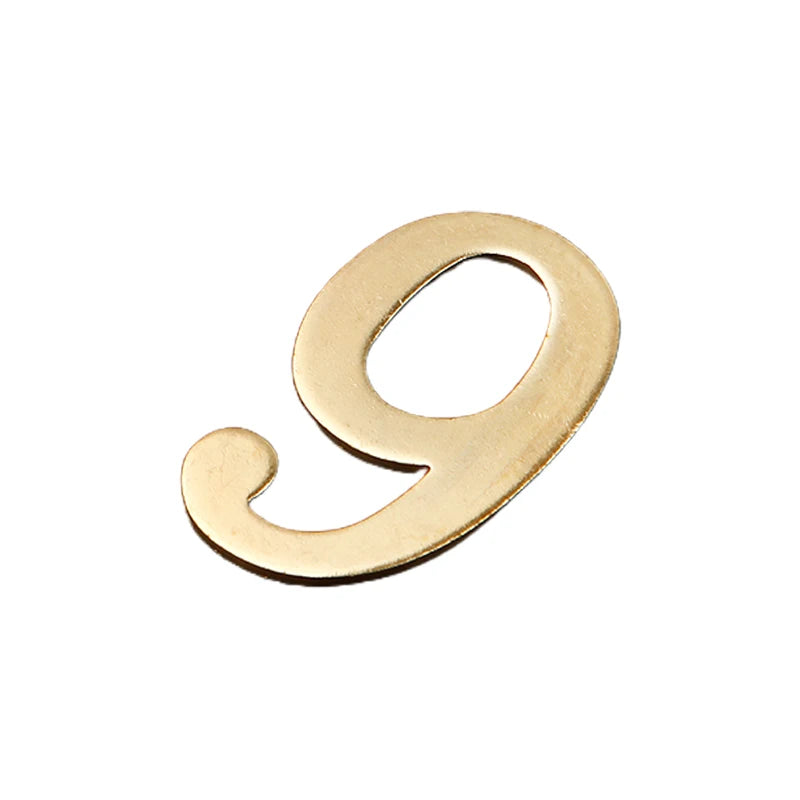 Golden Metal Door Numbers with Magnets - 7x4cm Address Labels