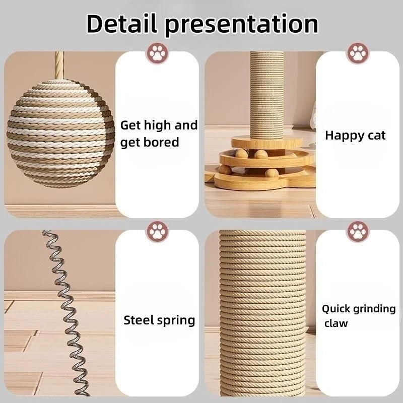 Plateau tournant en bois massif pour chat – Griffoir durable | Balles et bâtons