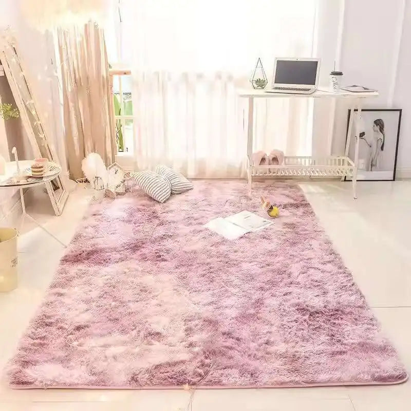 Tie-Dye Fluffy Carpets - Warm Plush Floor Mats for Kids