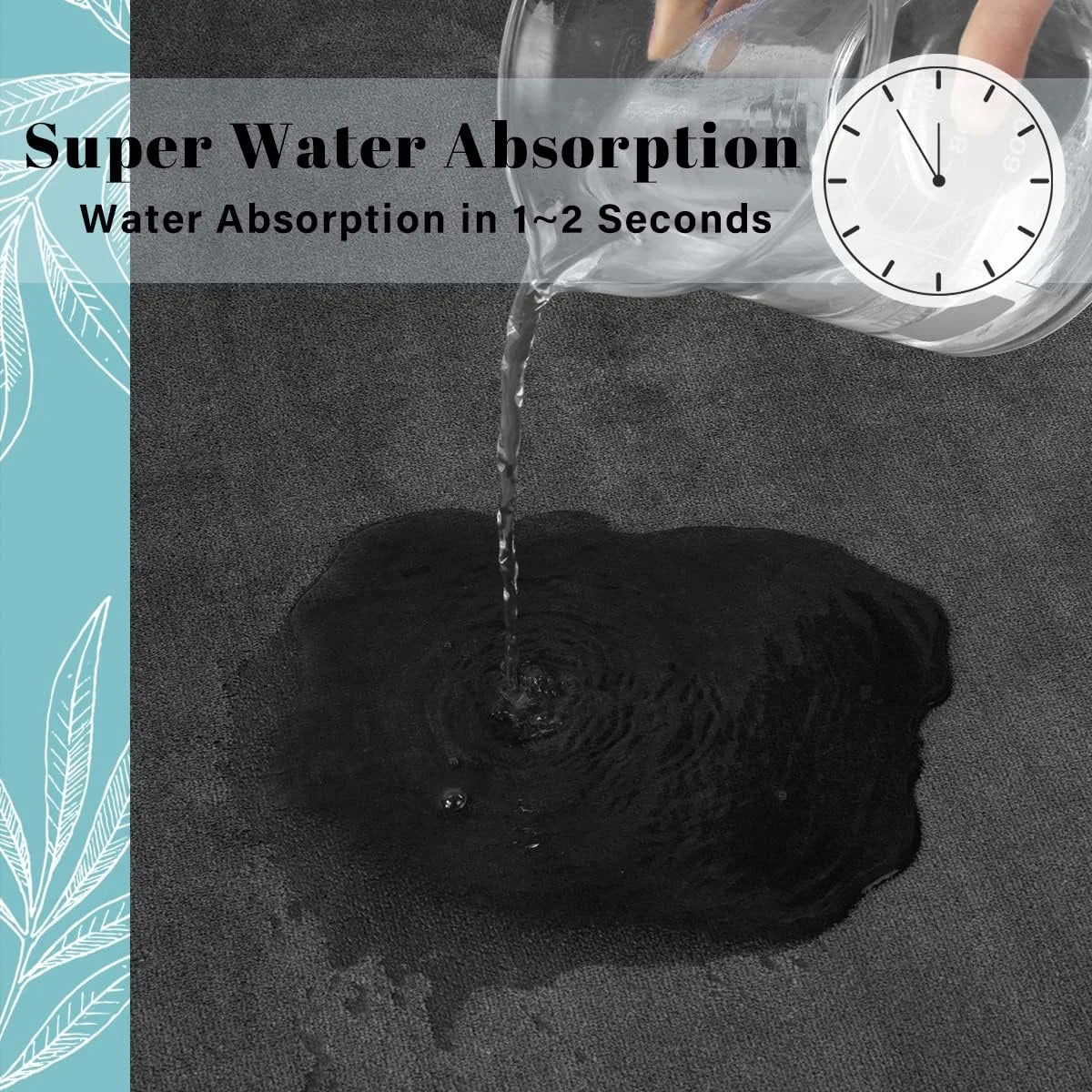 Large Bathroom Floor Mat - Water Absorbent Anti-Slip Carpet