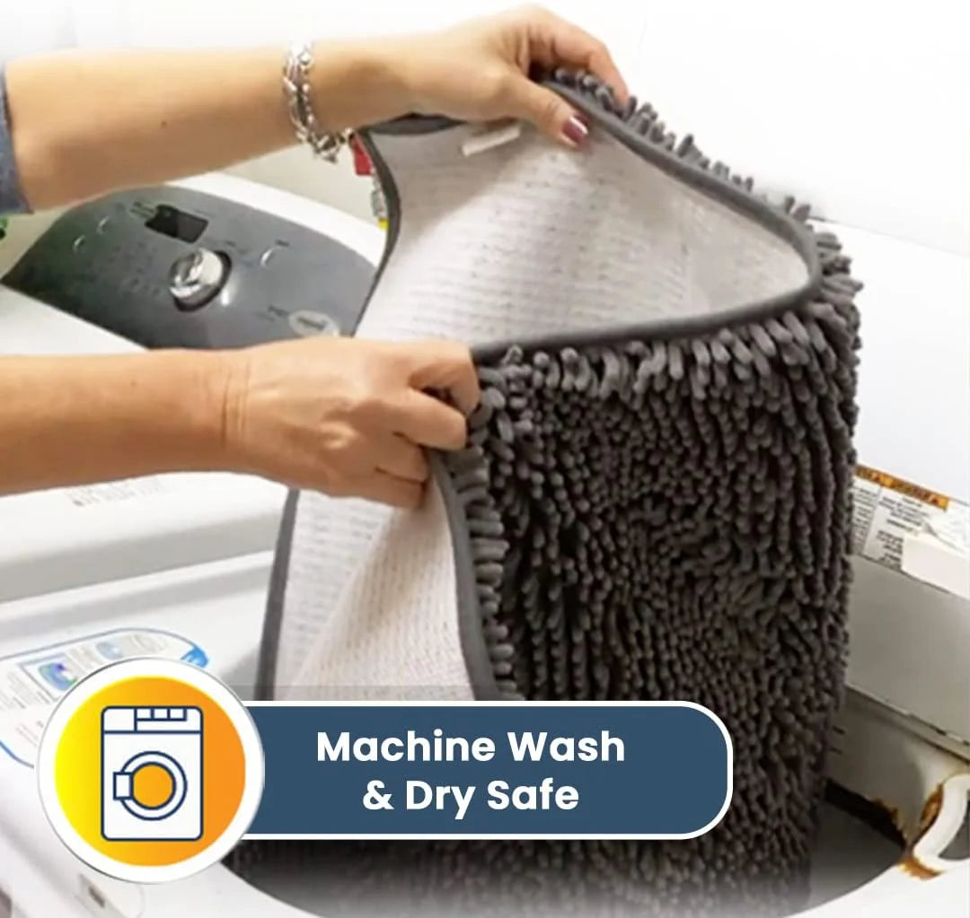 Plush Microfiber Bathroom Carpet - Machine Washable Chenille Mat