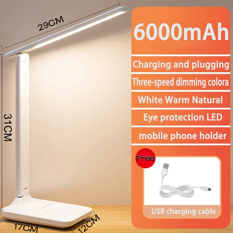 LED Table Lamp - USB Rechargeable Dimmable Desk Light