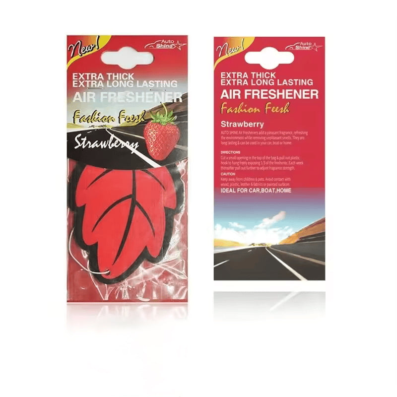 Two packages of Extra Thick Extra Long Lasting Air Freshener with strawberry flavor on a white background.