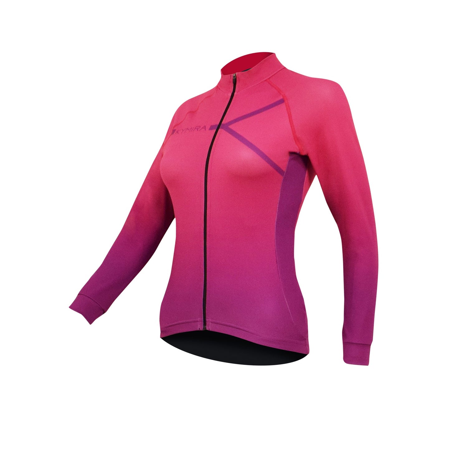 Pink and purple cycling jacket on a white background