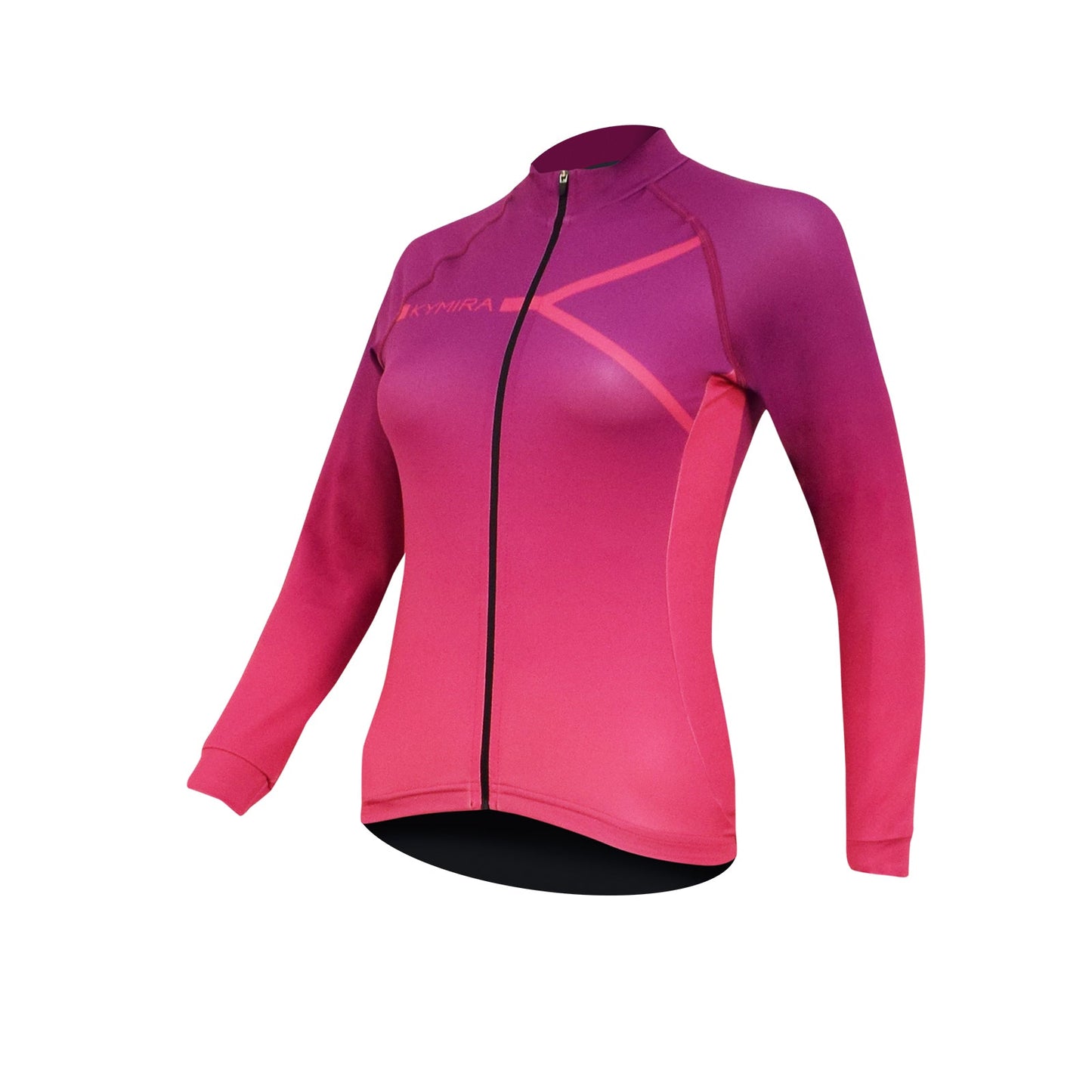 Pink and black cycling jacket on a white background