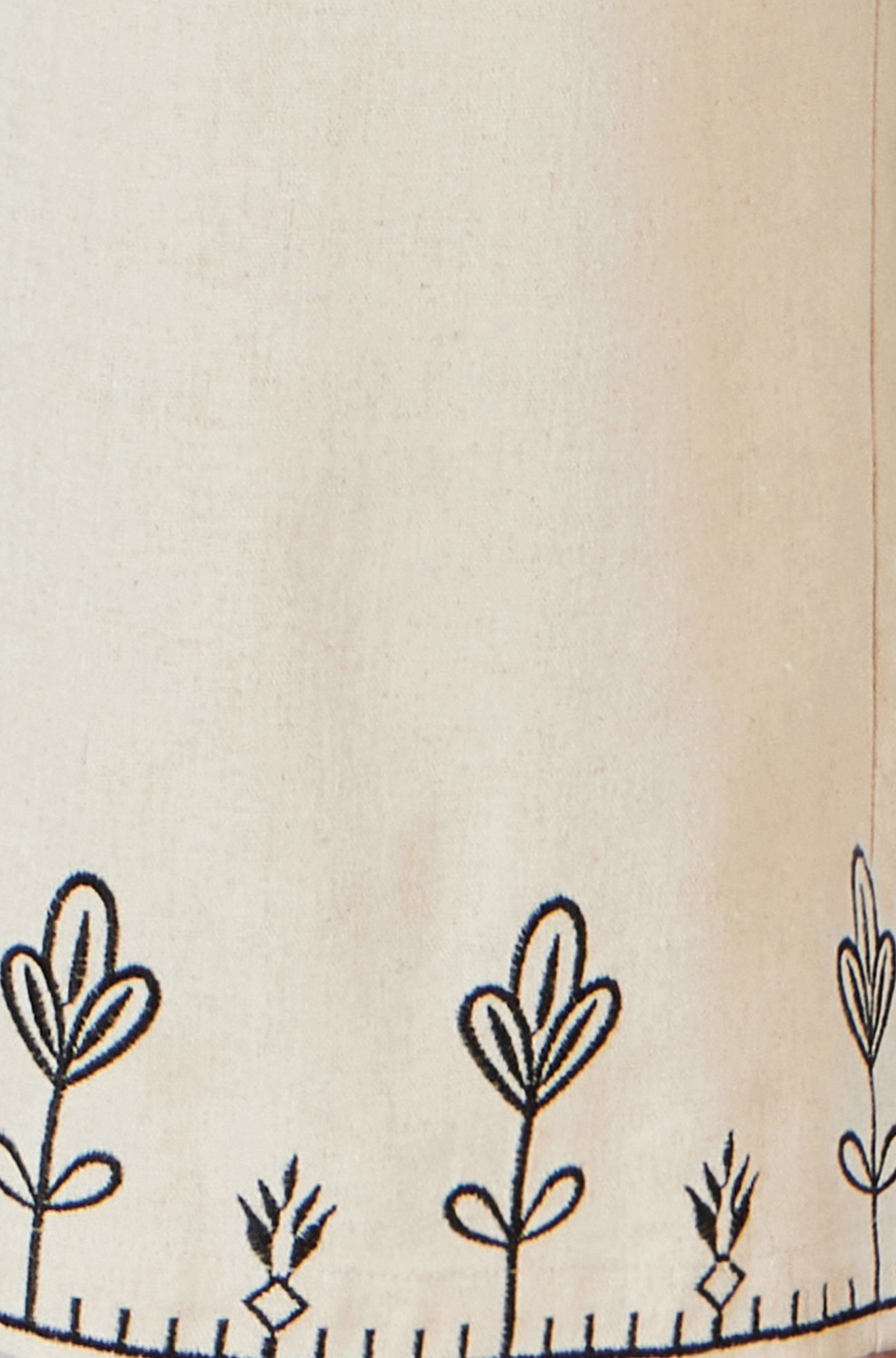 Ivory Linen Mix Embroirdered Trousers