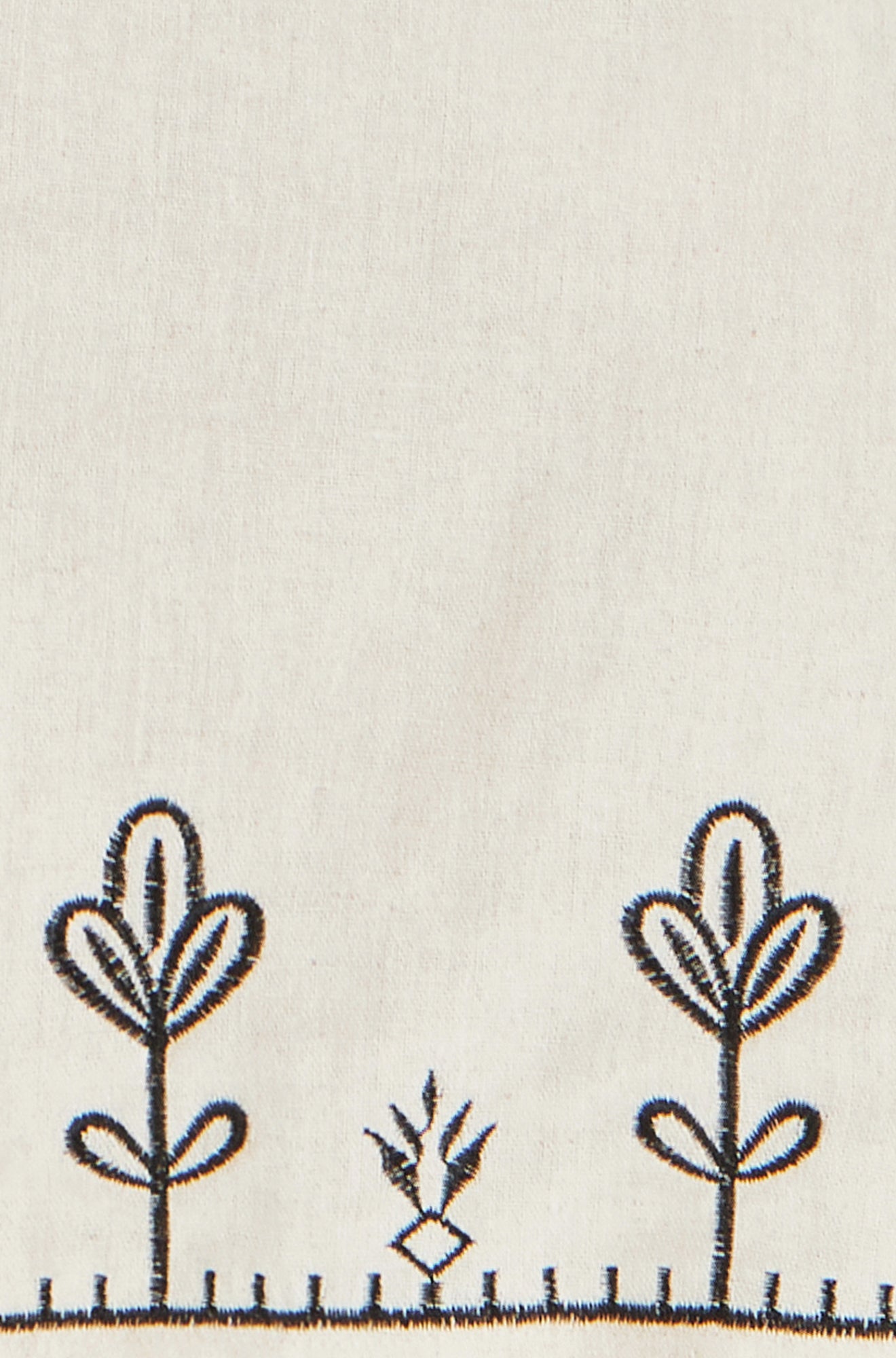 Ivory Linen Mix Embroirdered Top