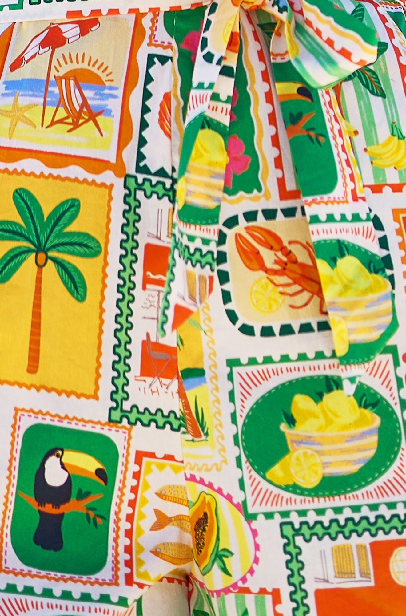 Multicolour Cotton Postcard Print Playsuit
