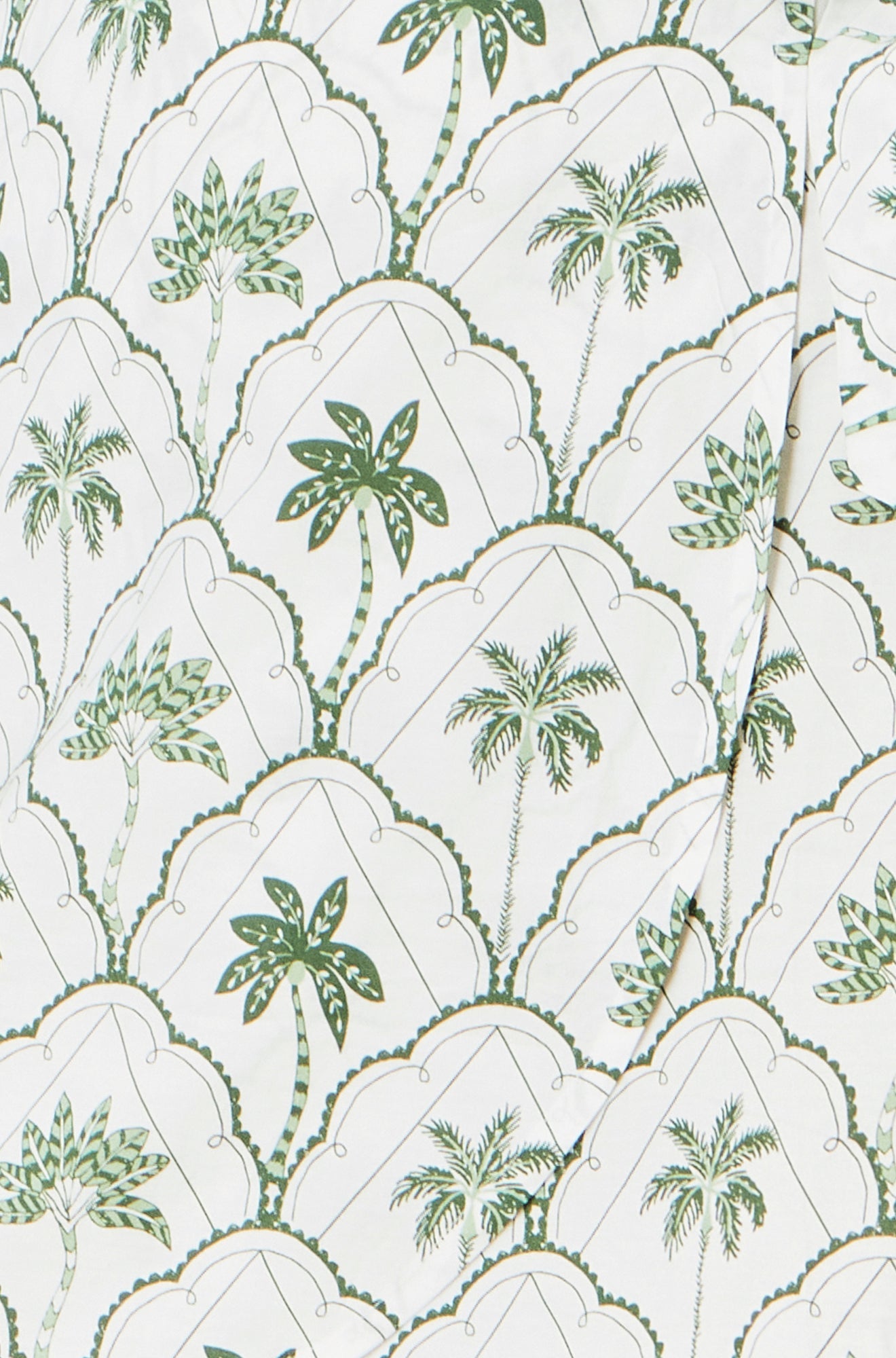 White Palm Print Cotton Wrap Skirt