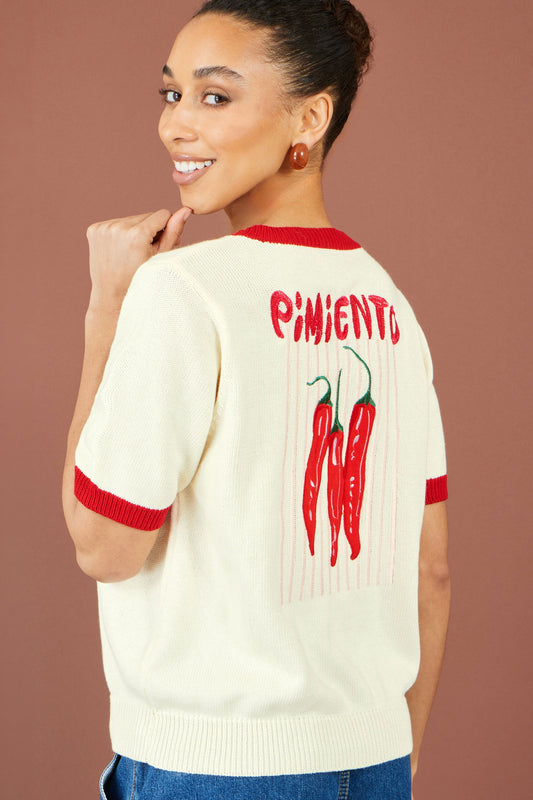 Ivory Chilli “Pimiento” Cotton Knitted Top