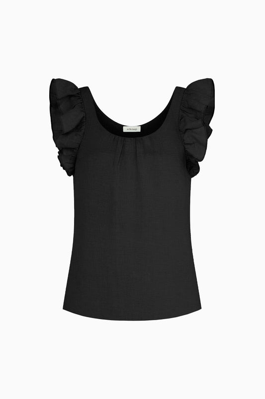 The Jeanne Ruffled Top in black