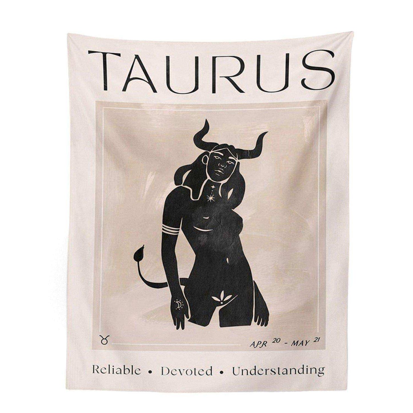 Taurus zodiac sign illustration on a beige background