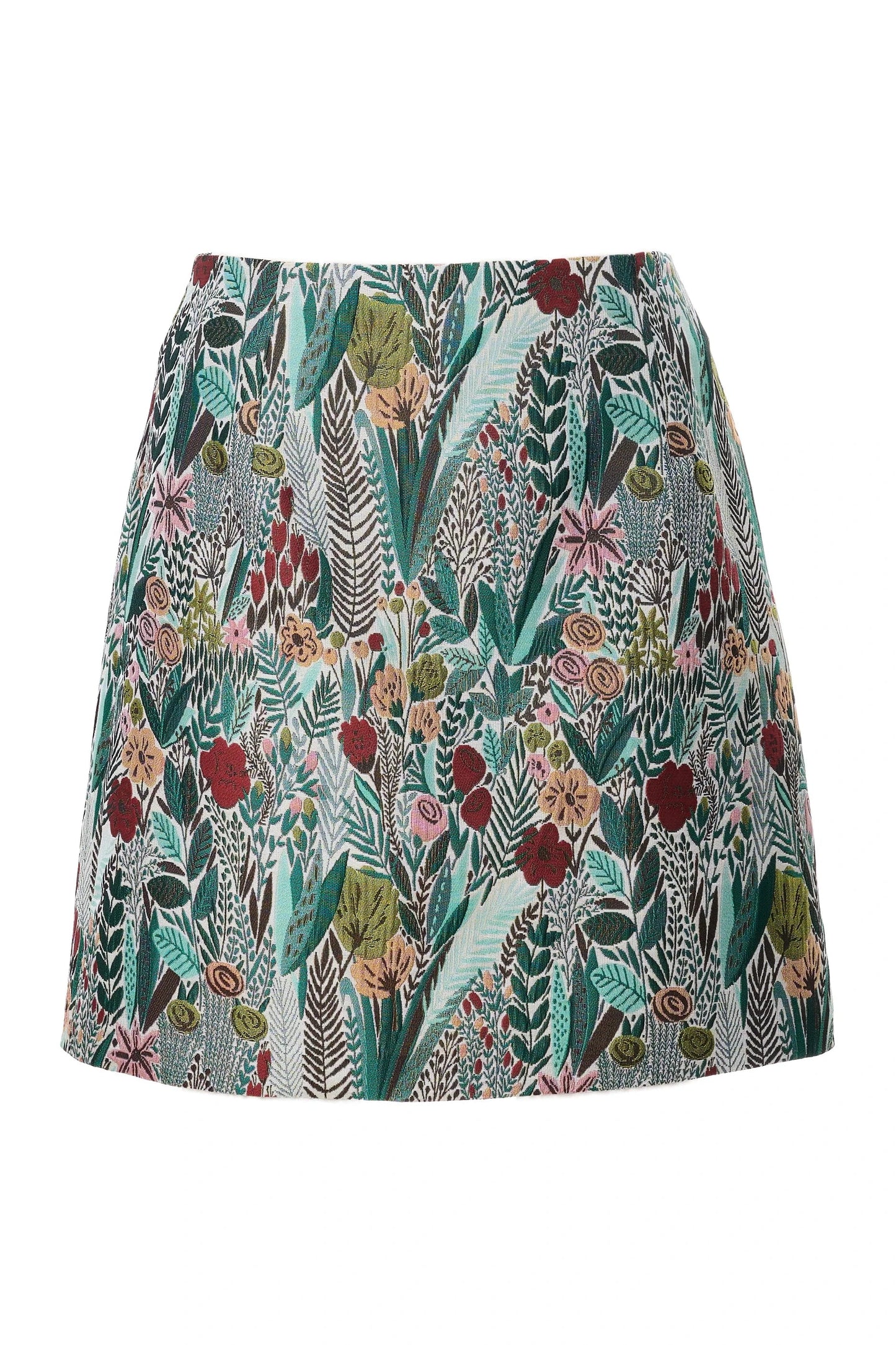 Aubin Jungle Jacquard A-line Mini Skirt - Green - Bascora