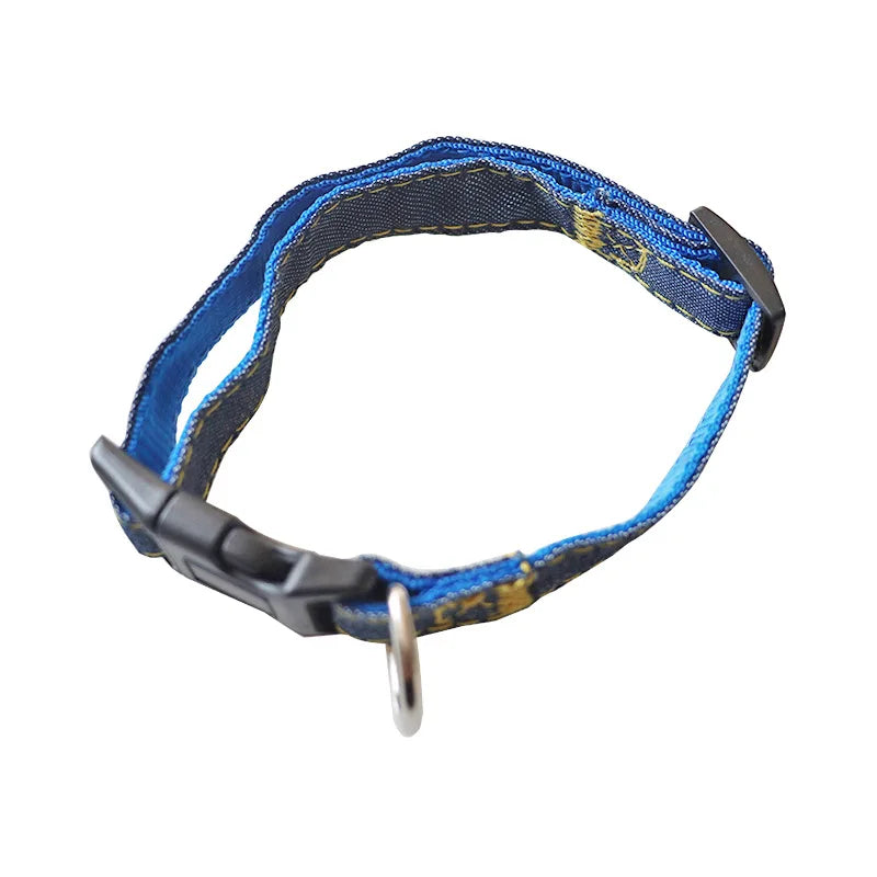 Denim Dog Harness & Collar Set - Adjustable for All Sizes