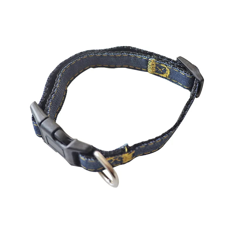 Denim Dog Harness & Collar Set - Adjustable for All Sizes