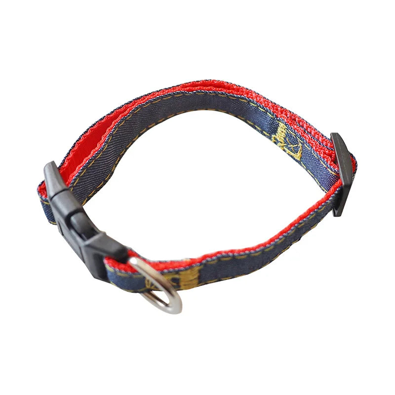 Denim Dog Harness & Collar Set - Adjustable for All Sizes
